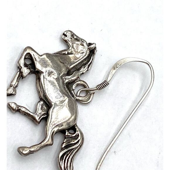 925 GS Sterling Silver Horses Earrings Drops Dangles Large - Picture 6 of 12